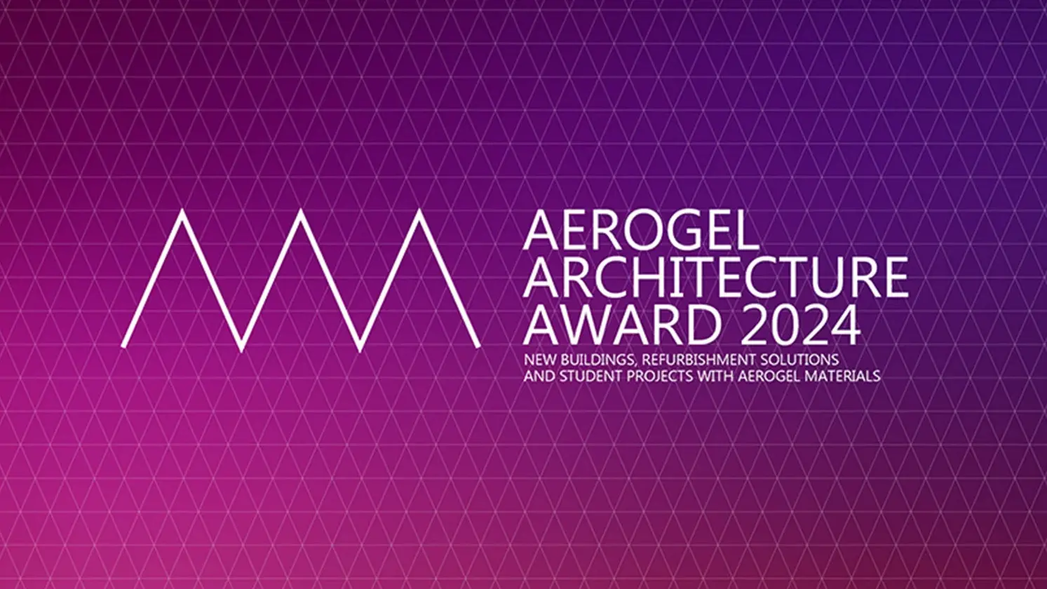 Pink-violetter Hintergrund mit dem Logo des AAA2024 Aerogel Architecture Award 2024