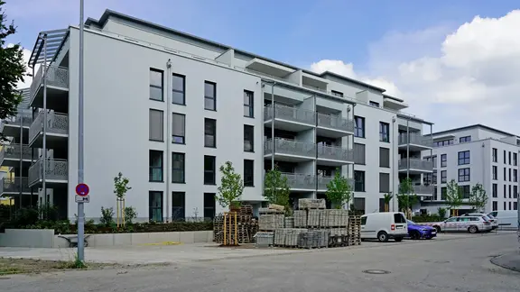 Außenfassade eines Neubaugebäudes-Elisabethhöfe