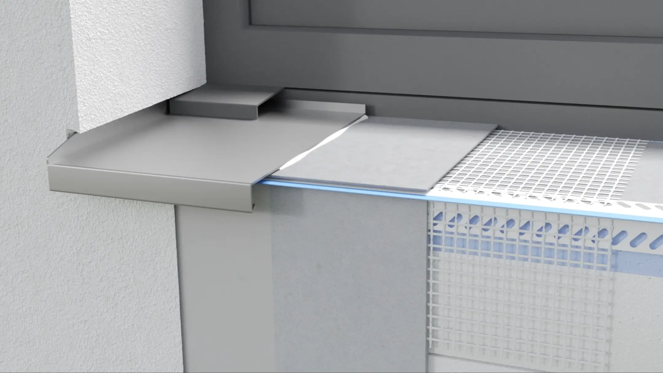 Screenshot aus Montagevideo, der den Aufbau der einzelnen Schichten bei der Fensterbankmontage mit Sol Pad Suisse zeig