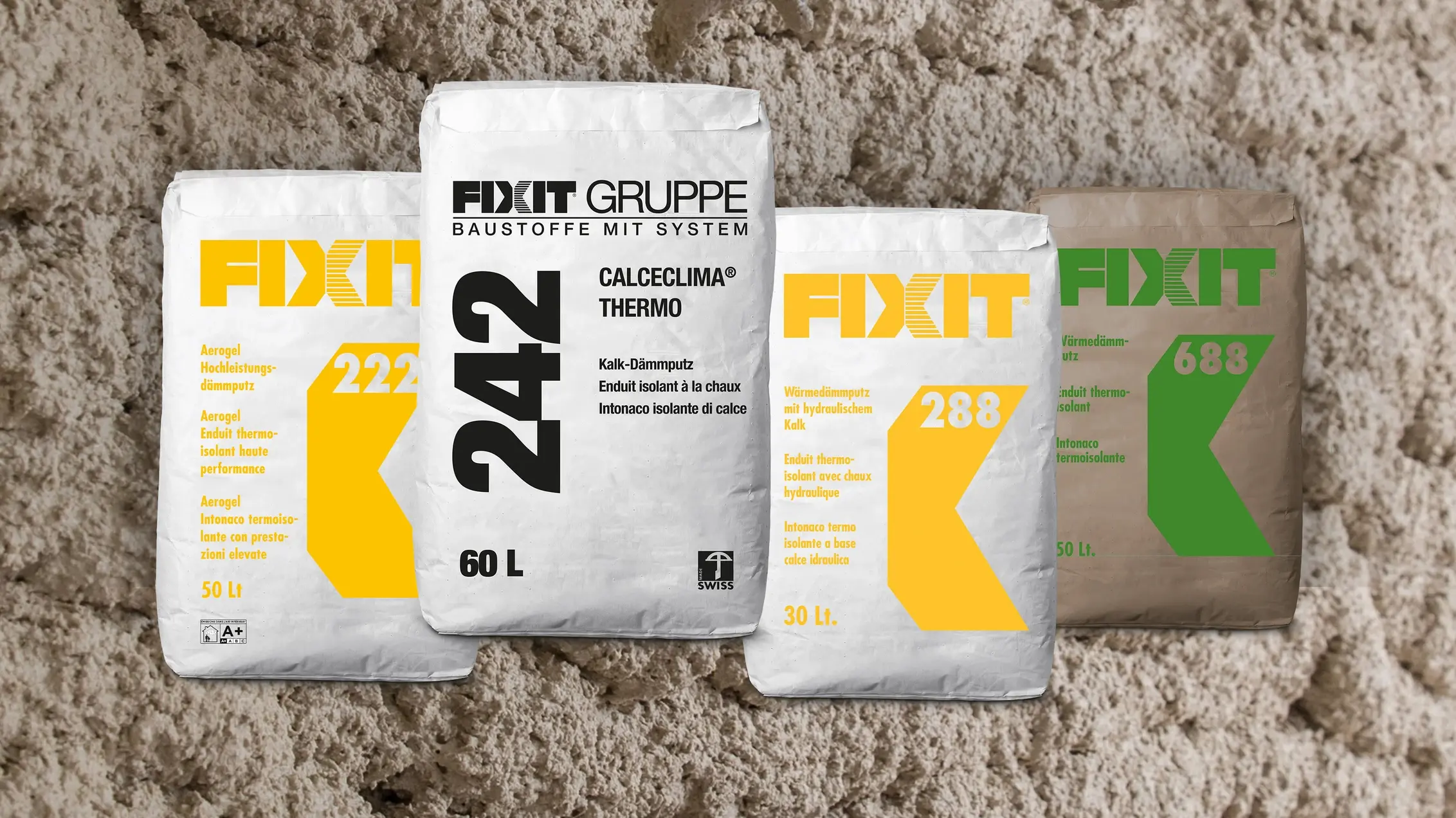 Fixit Säcke Produkte vor Dämmputzauftragung